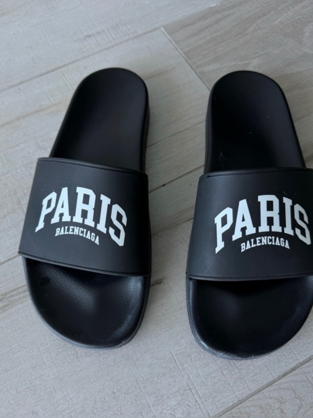 Balenciaga Black PARIS Logo Slide Sandals